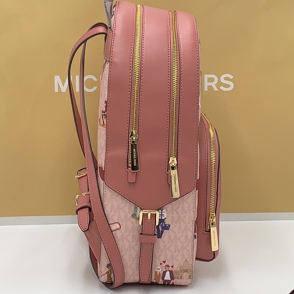 MICHAEL KORS JET SET GIRLS JAYCEE LARGE ZIP PACKED BACKPACK DARK POWDER BLUSH - Picture 7 of 16